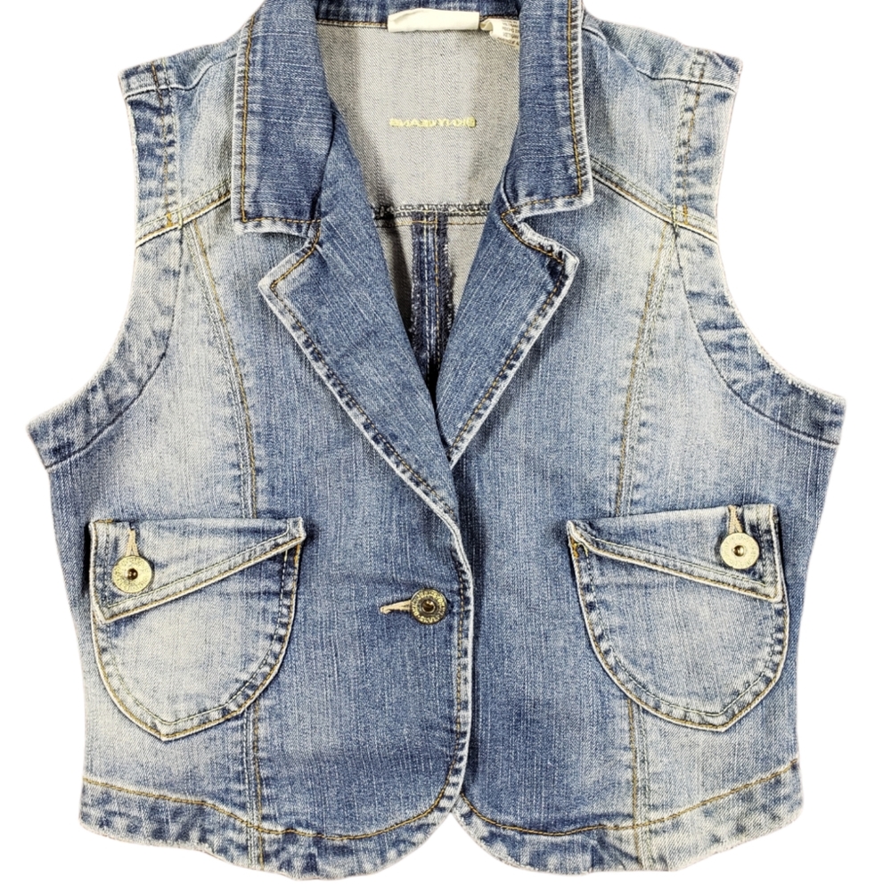 Distressed Denim Vest Size L by DKNY Jeans